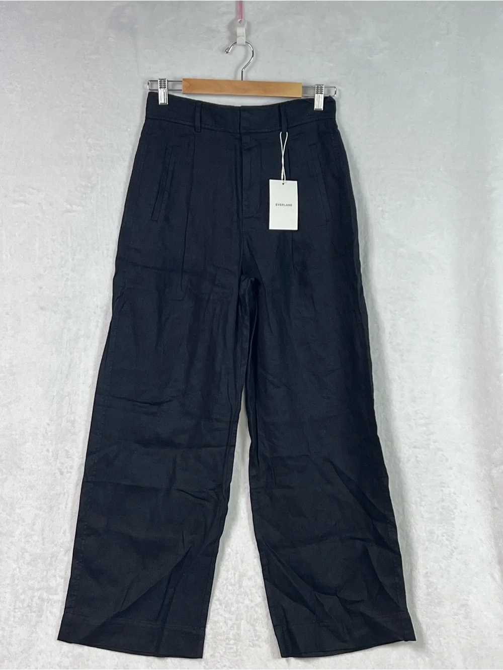 Everlane The Linen Way-High Drape Pant Black Wide Leg Classic Trousers Sz 4 NWT